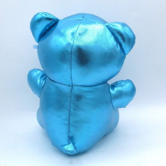 Gummy Bear Metallic Blue Plush Teddy Bear GB Logo Shiny Fabric 8" - Picture 3 of 4